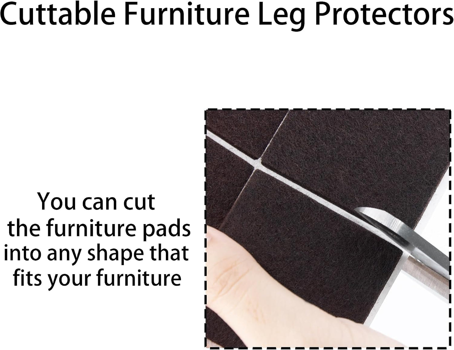 3.5inch Square Felt Furniture Pads, 16Pcs Self Adhesive Cuttable Felt Furniture Leg Pads Floor Protectors Furniture Sliders for Hardwoods Floors, Brown