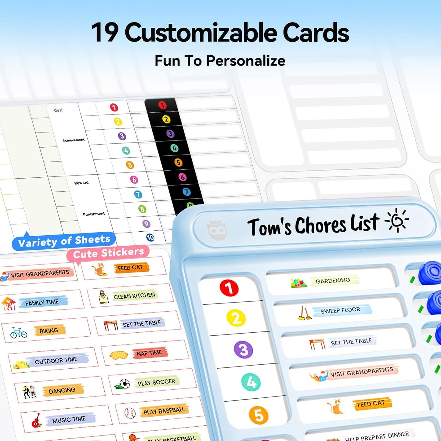 Chore Chart for Kids with Timer, 21 PCS Checklist Magnetic Schedule Board, ADHD Tools with 99-Min Countup/Down Visual Timer, Bedtime/Morning/Daily Routine Chart Dry Erase to Do List with Slider(White)