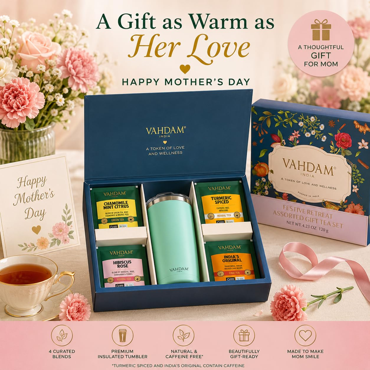 VAHDAM, Assorted Herbal Tea Sampler (18 Tea Bags, 9 Flavors) Caffeine-Free, Non-GMO | Double Infusion, Individually Enveloped Tea Bags | Herbal Tea Assortmen