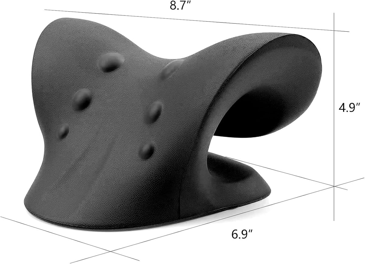 RESTCLOUD Neck and Shoulder Relaxer, Cervical Traction Device for TMJ Pain Relief and Cervical Spine Alignment, Chiropractic Pillow, Neck Stretcher (Dark Blue)