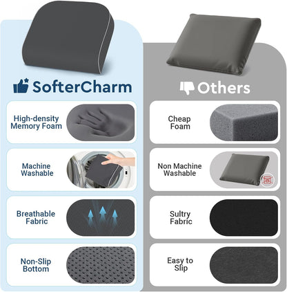 Seat Cushion, Memory Foam Office Chair Cushion, Black, Large | Office Desk Accessories, Butt Pillow for Long Sitting Sciatica, Coccyx, Tailbone, Hip Pain Relief - for Home, Car, Airplane
