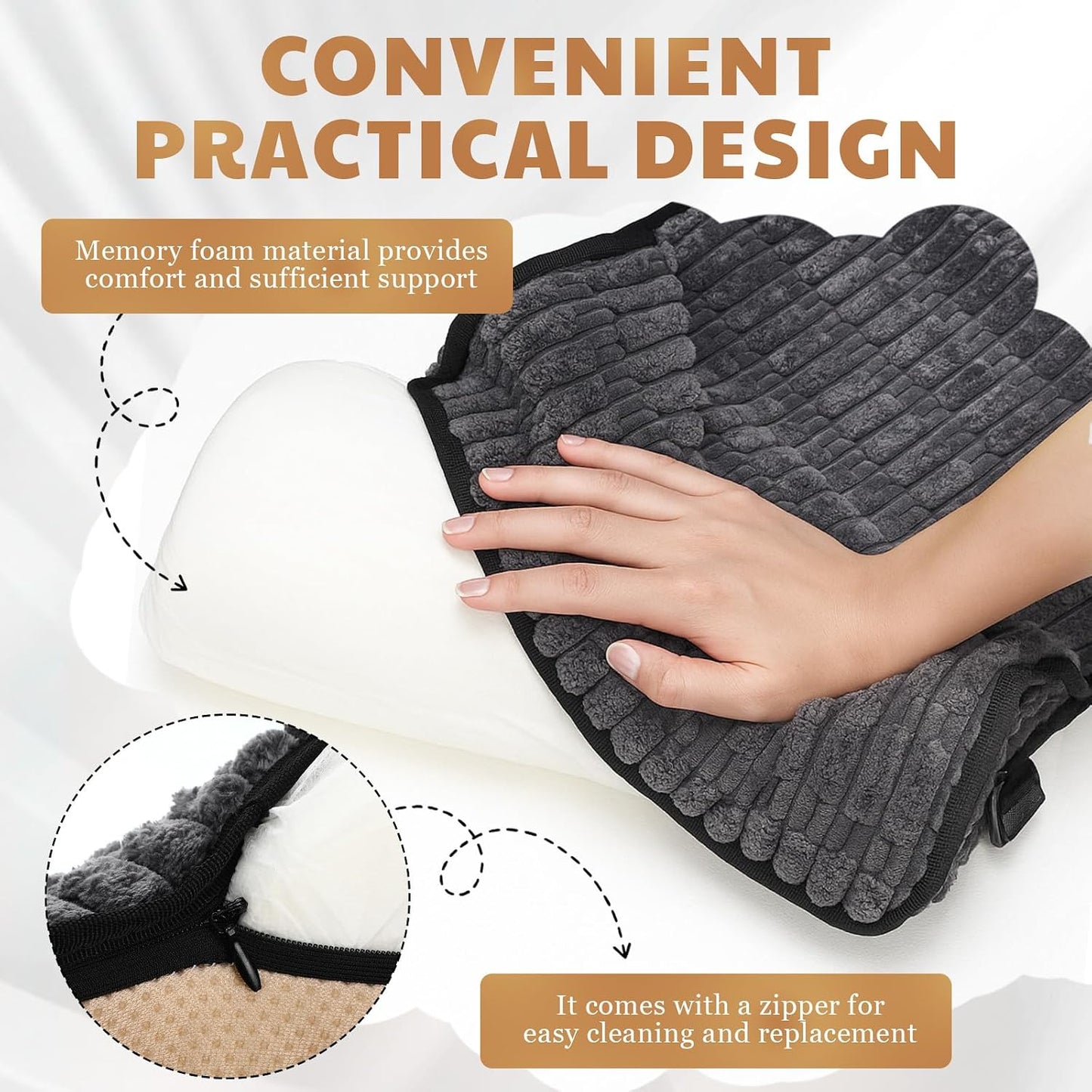 Chunful Headrest Recliner Memory Pillow Adjustable Support Cushions with Belt and Zipper for Neck Head Pain Relief Suitable for Sofas Recliners Office or Massage Chairs