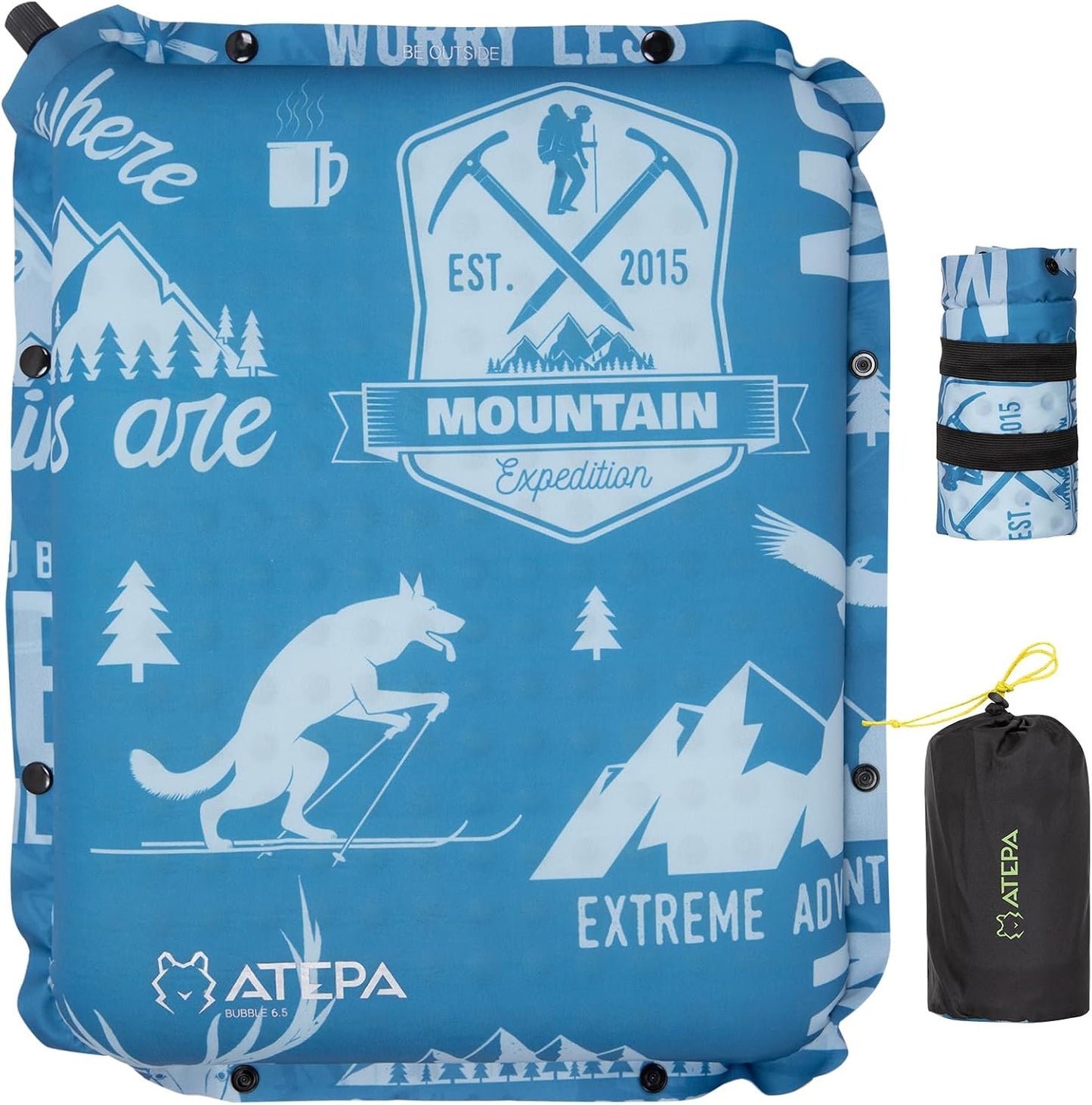ATEPA Inflatable Seat Cushion | 2" & 2.5" foam core seat pad, Self inflating, Compact, Stadium, Airplane, Travel, Camping, Hiking, Sports events