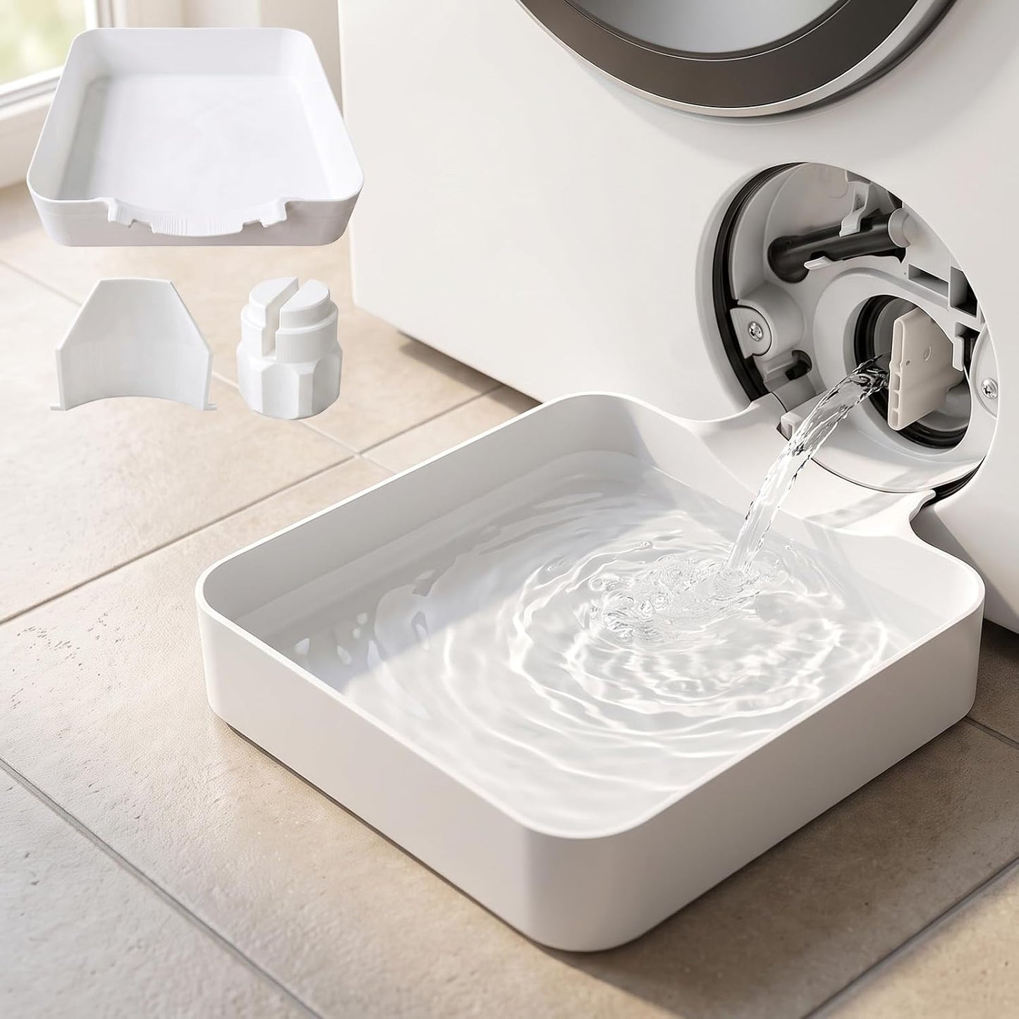 2026 New Front Load Washing Machine Drain Pan, Washer Water Catch Tray | Leak-Proof Tray for Basement Laundry Rooms, Apartments, Garages, Rentals, RVs, Floor Protection, 7*7 in