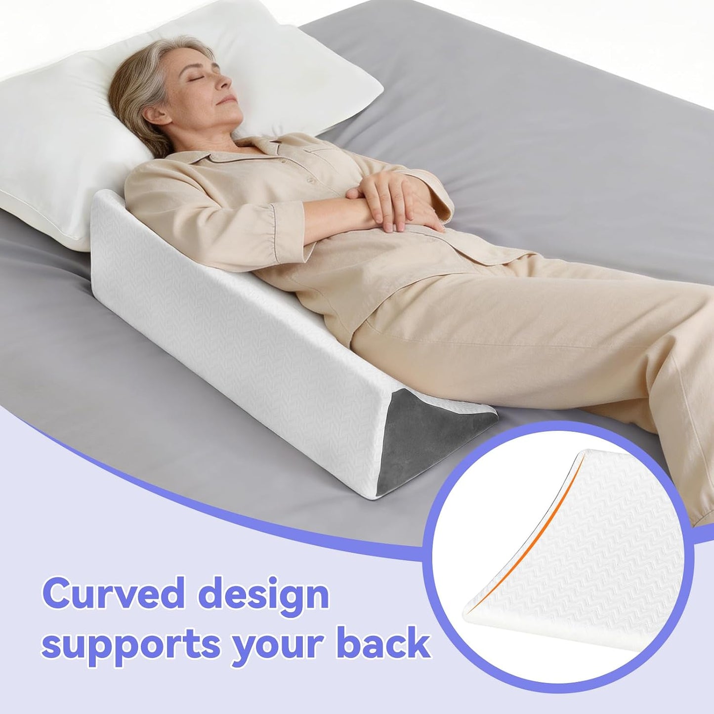Vekkia Lumbar Support Pillow for Recliner, Ergonomic Back Support for Couch | Backrest Pillow, Improve Posture, Relieve Back Pain for Long Sitting & Elderly, for Armchair & Sofa, Removable Cover,Brown