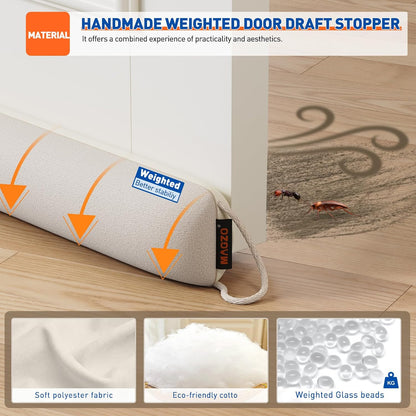 MAGZO Door Draft Stopper 36 Inches, Energy Saving, Gray | Weighted Sound Proofing for Door Draft Blocker, Under Door Gap Filler with Machine Washable Fabric