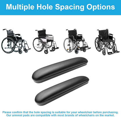 Wheelchair Armrest Pads, Premium Wheelchair Arm Pads, Wheelchair Armrest Replacement Accessories, Black (1 Pair) Compatible with All Brands(10-1/4")
