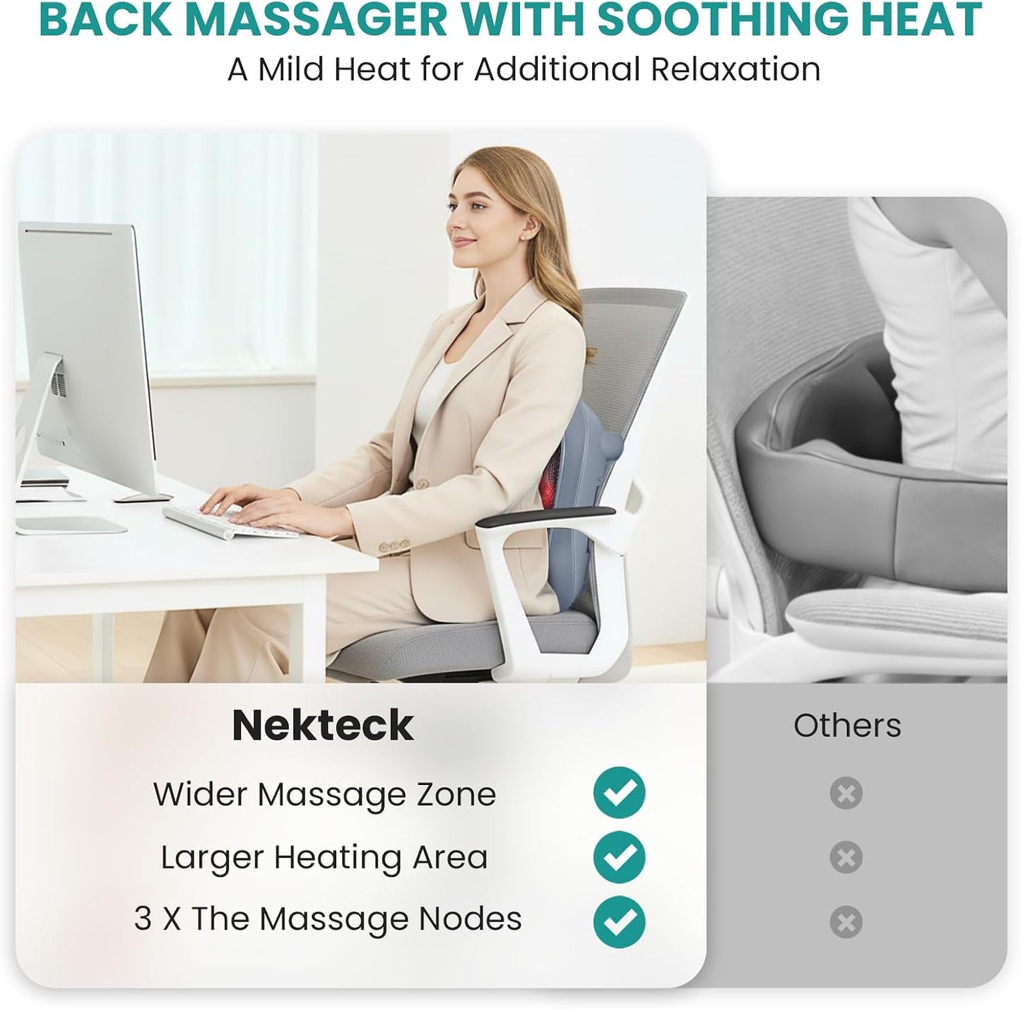 Nekteck Foot Massager with Heat, HSA Eligible FSA Massage Tools Gifts | Shiatsu Heated Electric Kneading Foot Massager Machine for Plantar Fasciitis, Built-in Infrared Heat Function and Power Cord