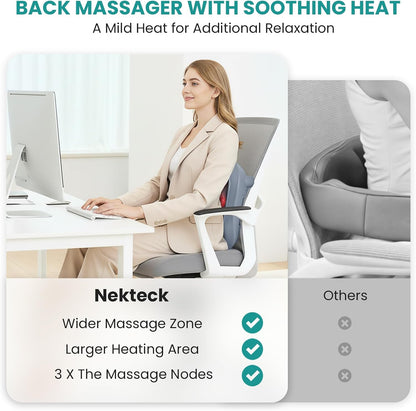 Nekteck Foot Massager with Heat, HSA Eligible FSA Massage Tools Gifts | Shiatsu Heated Electric Kneading Foot Massager Machine for Plantar Fasciitis, Built-in Infrared Heat Function and Power Cord