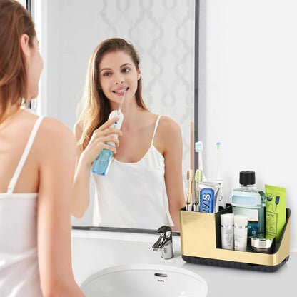 Toothbrush Holders for Bathroom Counter Organizer and Storage (White) | Easy To Clean, Drainage, Non-Slip, Detachable, Kids Electric Toothbrush and Toothpaste Holder for Bathroom