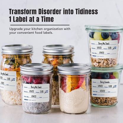 MESS Dissolvable Food Labels, Blank, 1x2 500/Roll - Dissolves in 30 Seconds or Less - Removable Pantry, Meal Prep & Food Storage Labels - Canning & Freezer Use