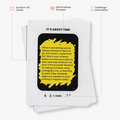 Kindness Self Edition - 12 Scratch-Off Self-Care Challenge Cards | Self-Care Challenges With Reflection, Solo Activity For Wellness, Personal Growth Gift For Adults