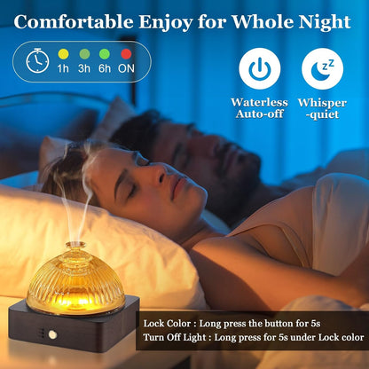 Lecdura Glass Essential Oil Diffuser with Glass Reservoir & WoodBase, 200ml Ultrasonic Lock Color Timer Auto-Off 7 Color Light Aroma Glass Dome Diffuser for Home Office Bedroom Yoga