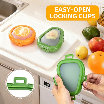 KMOSENIA Avocado Saver, Fruit Storage Containers for Fridge, 2 Pack | Avocado saver with silicone seal for fridge storage. Keeps cut fruits and vegetables fresh, organized and reusable.