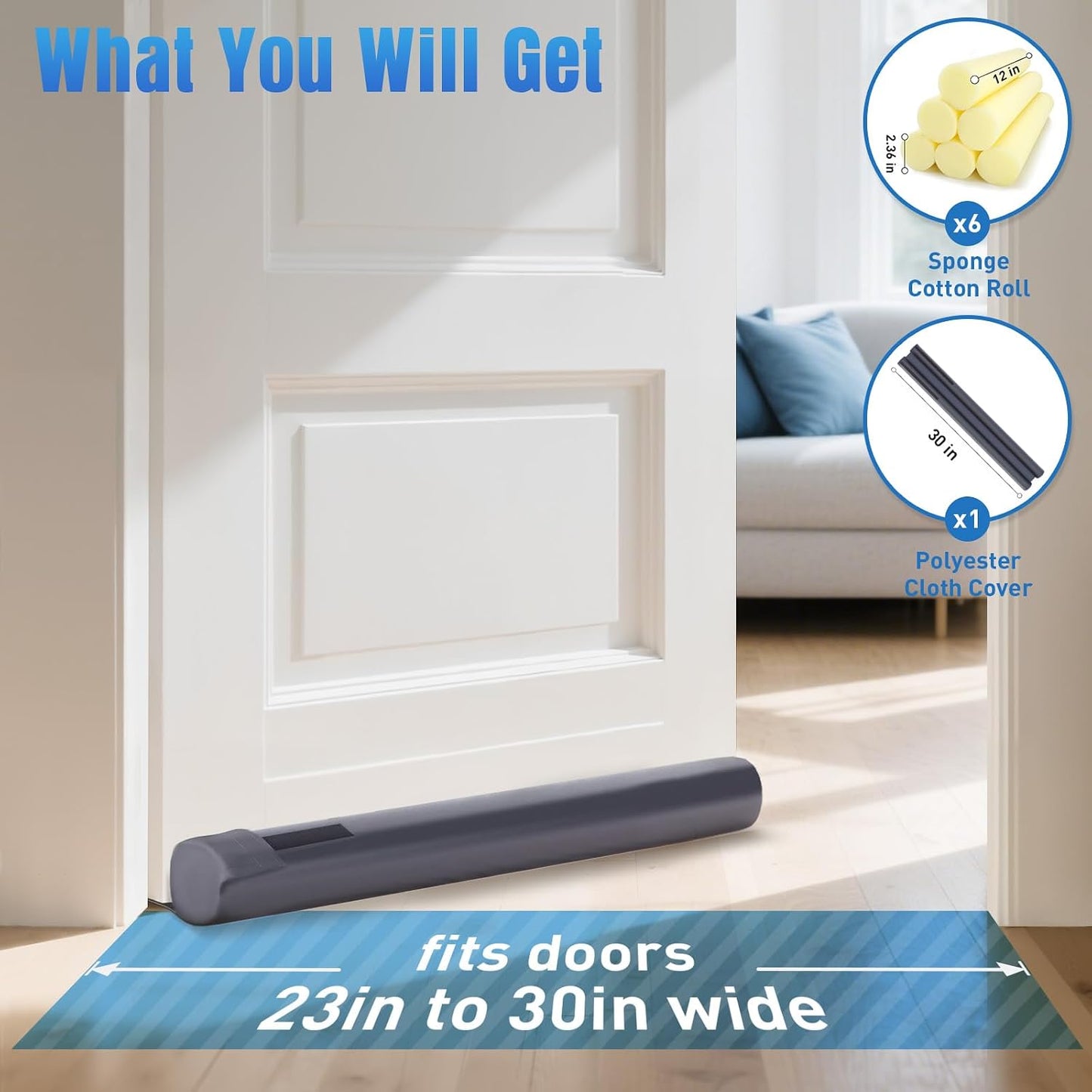 BlissTrends 36 in Under Door Draft Stopper, Covers Gaps up to 2.36 in,Black | Adjustable Door Sweep Gap Filler Seal Fits Most Doors, Easy Install, Blocks Drafts, Light, Dust, Insects and Reduces Noise