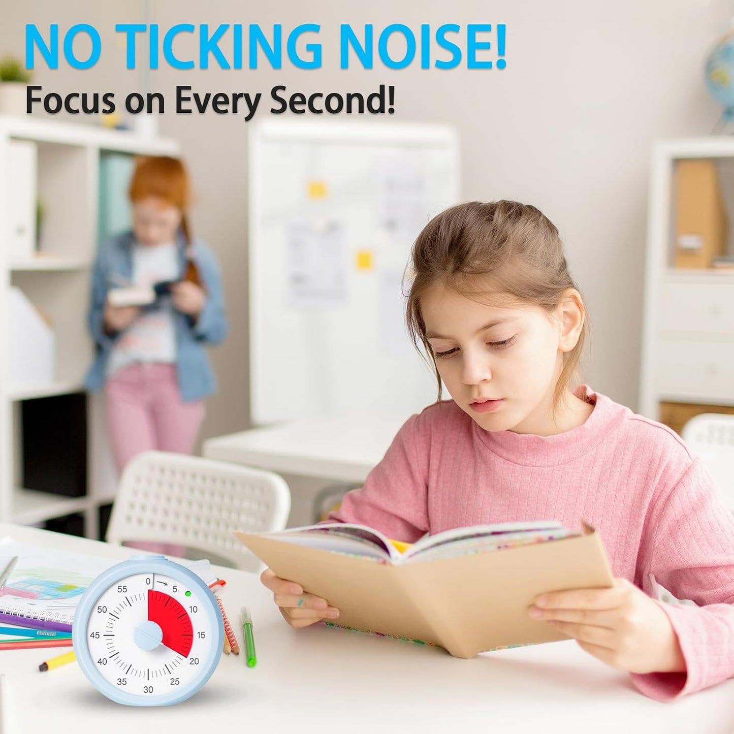 Visual Timer for Kids 60 Minute Countdown Timer Rainbow Disk Desk Timer Clock for Classroom Study Office Kitchen with Silent Operation (Purple)