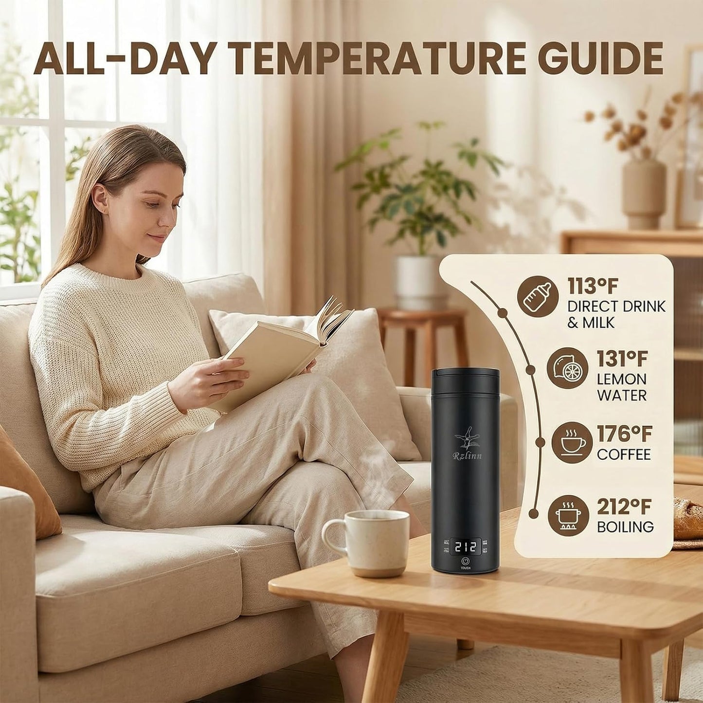 Portable Electric Kettle （120V）, Travel Tea Kettle, 316 Stainless Steel Premium Liner, 4-speed Temperature Adjustment with Auto Shut-off and Boil-Off Protection black