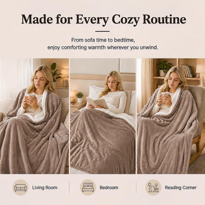 Electric Heated Blanket Full Size 72"x84" – Light Gray | ETL for Safe Overnight, 4 Heat Settings & 10H Auto Off, Dual-Sided Microplush Sherpa for Home Night, Machine washable