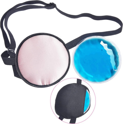 Cooling Eye Patches for Puffy Eyes, Pure Silk Ice Eye Patch, Single Eye Mask, Medical One Eye Cover Cold Hot Therapy Strabismus Lazy Eyes After Surgery Adult Kid Pirate Eyepatch (Black)