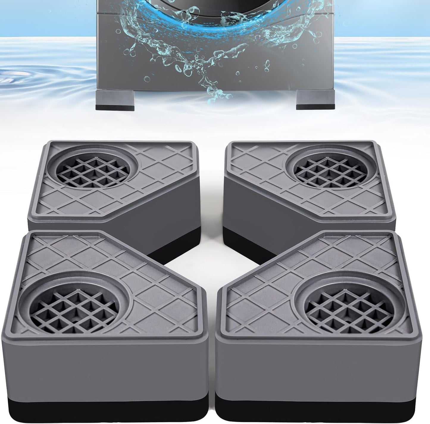 4Pcs Anti Vibration Pads for Washing Machine, Reduce Washer Dryer Moving | Washer and Dryer Pedestals,Prevents Noise Vibration Transfer, Antivibration Stabilizer Support Feet (Increase1.8in)