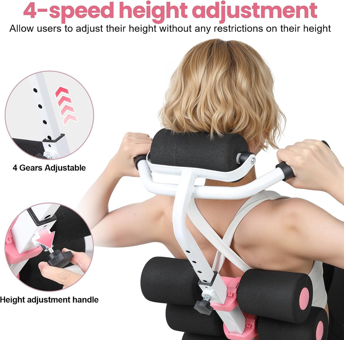 Mini Inversion Table, Adjustable Back Stretcher Table for Pain Relief, Foam Roller, 350 Lbs Load Capacity Home Gym Ergonomic Lumbar Decompression Tables Improve Posture & Spinal Health
