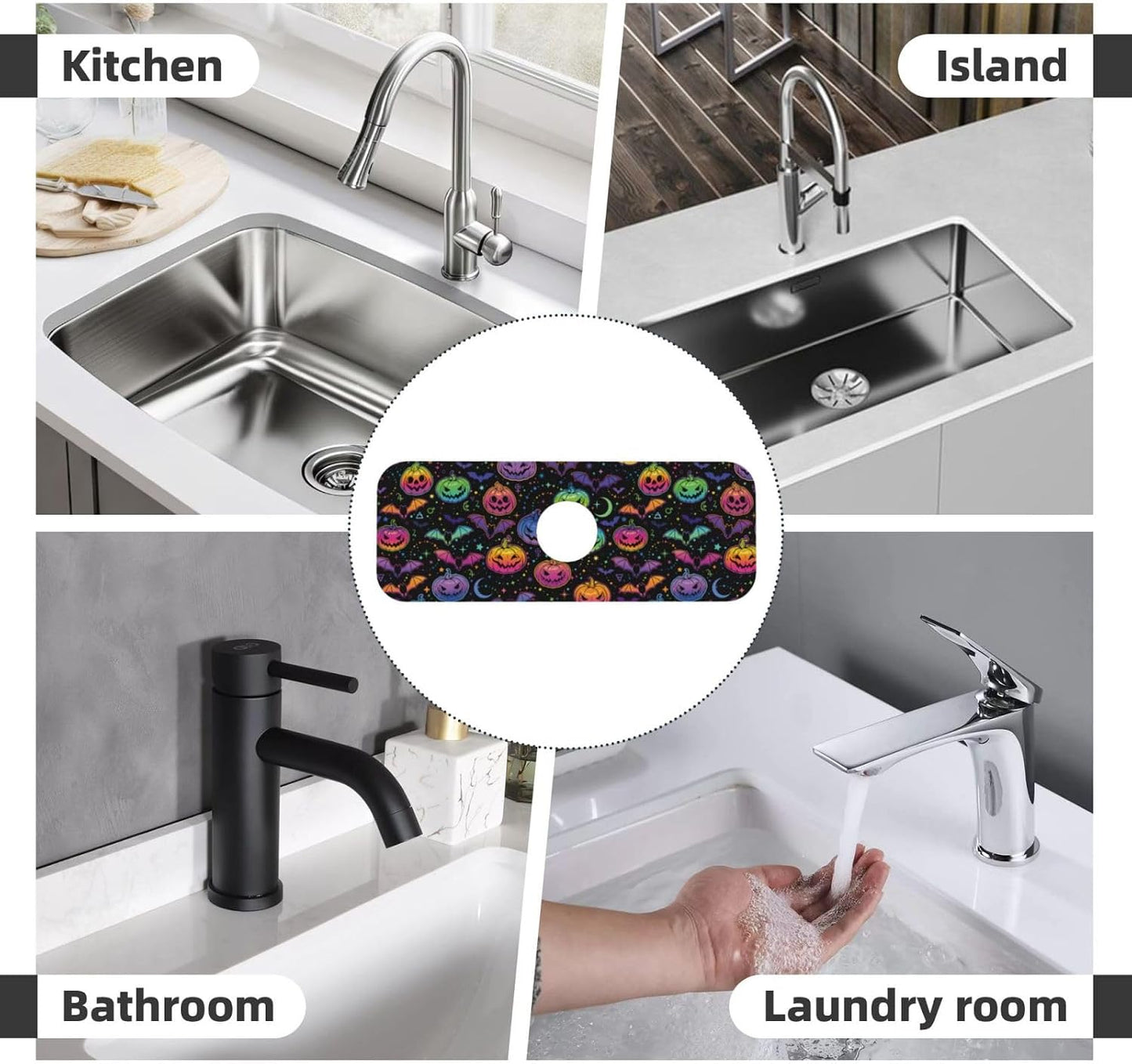 Wildflowers Floral Flower Kitchen Sink Splash Guard Faucet Mat Super Absorbent Fast Drying Mat Sink Gadgets-Fast Drying Pad Sink Mat For Kitchen Bathroom (15" X 5.5" )