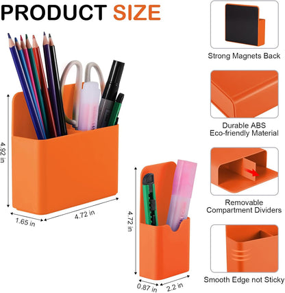 KITANIS Magnetic Pen Holder,2 Pack Magnetic Dry Erase Marker Holder with Generous Compartments,Strong Magnet Storage Marker Pen Pencil Organizer for Refrigerator,Whiteboard,Locker Accessories