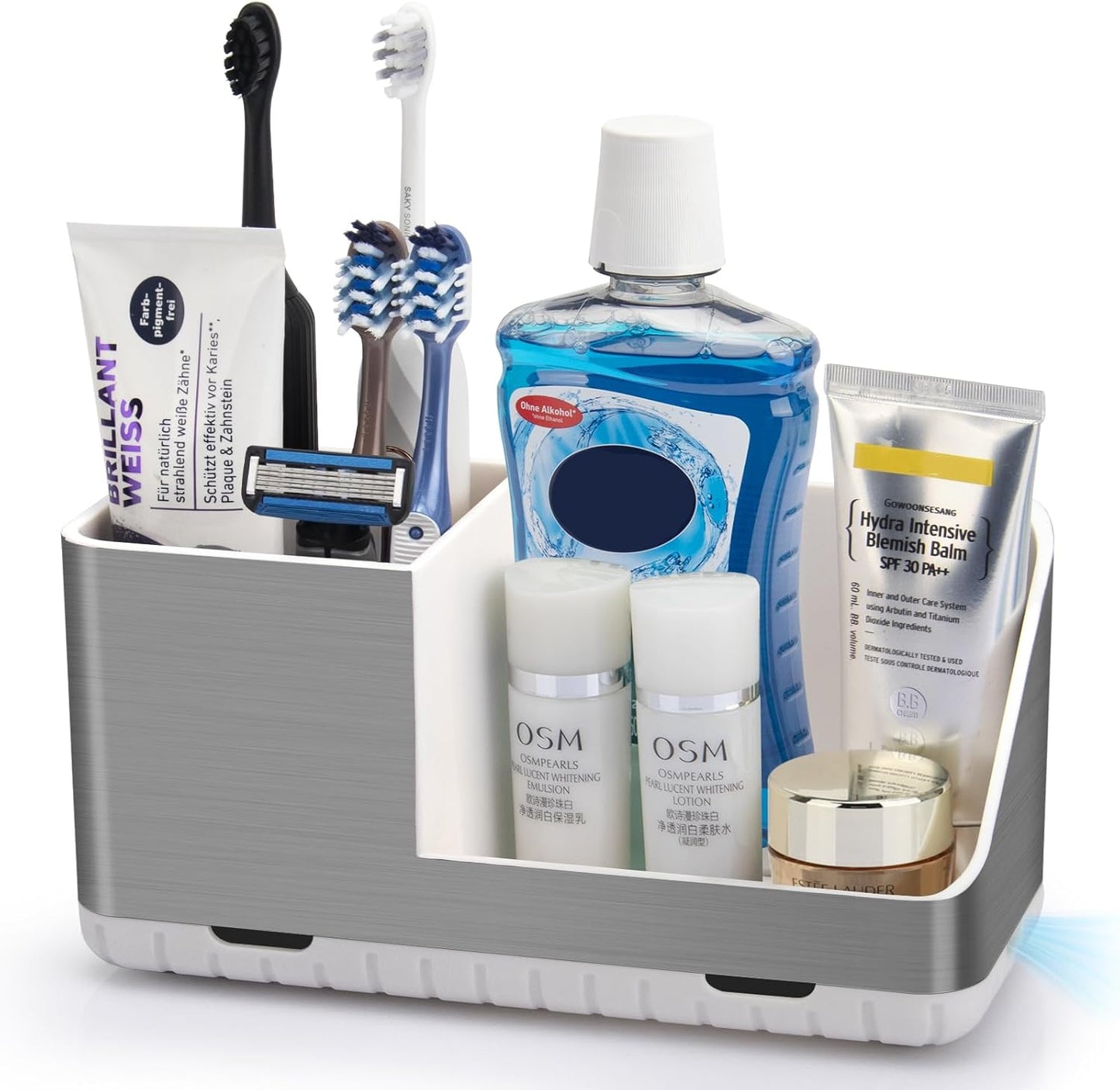 Toothbrush Holders for Bathroom Counter Organizer and Storage (White) | Easy To Clean, Drainage, Non-Slip, Detachable, Kids Electric Toothbrush and Toothpaste Holder for Bathroom