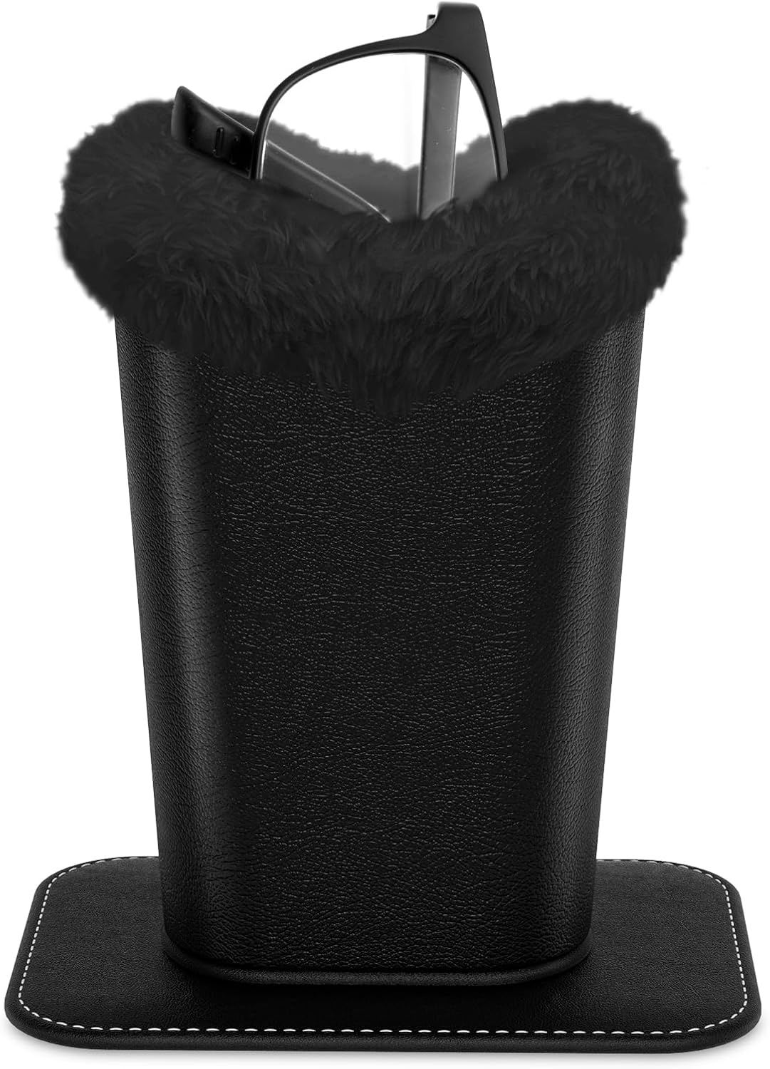 Eyeglasses Holder,Plush Lined PU Leather Pattern Stand Case with Magnetic Base,Unisex for Women Men