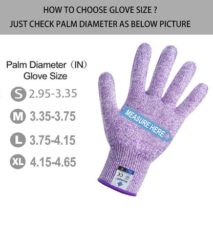 Cutting Gloves, Food Grade Level 5 Protection, Safety Kitchen Cut Gloves for Oyster Shucking, Fish Fillet Processing, Mandolin Slicing, Meat Cutting and Wood Carving. (Violet-Medium 2 Pairs)