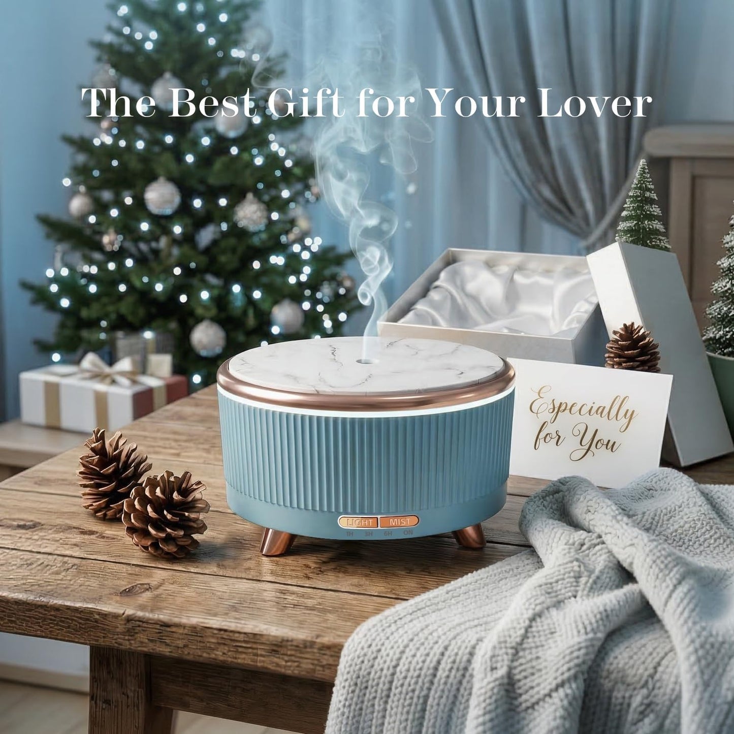 20-Hour Long-Lasting Aromatherapy, 500ML Large Essential Oil Diffuser: Ultrasonic Cool Mist Humidifier with Remote Control, 7 Color Lights, Timer, Auto-Off for Home/Bedroom/Yoga (White)