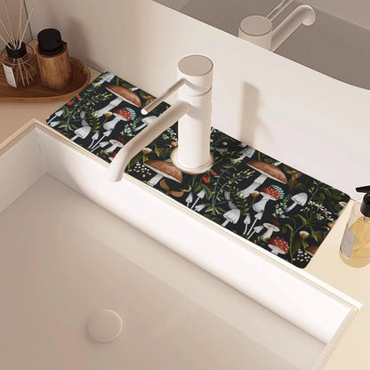 Sink Faucet Absorbing Mat, 2 Pack Drying Mat Around Faucet Sink Splash Guard Behind Faucet Sinkmat For Kitchen Bathroom Island Rv 24 * 5.5 Inch (60 * 14 cm)