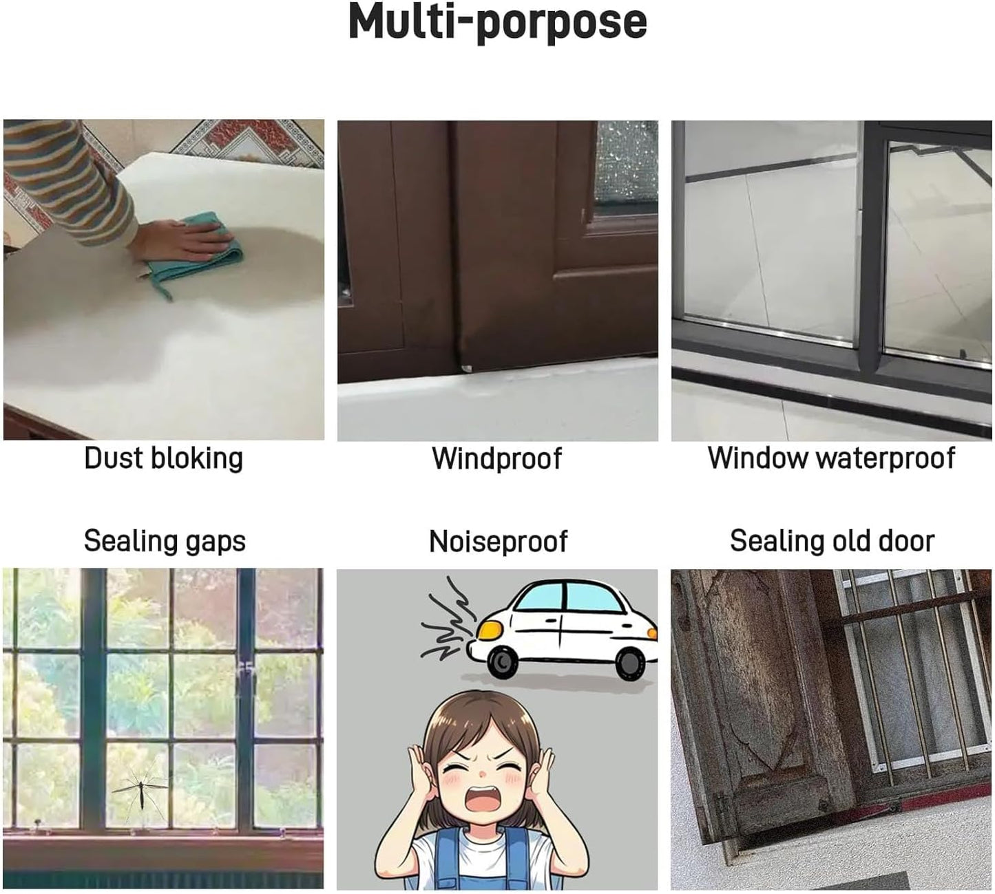 Window Weather Sealing Tape, No Residual Insulation Tape - Weather Stripping Draft Seal Tape for Doors, AC (White 2IN*66FT)