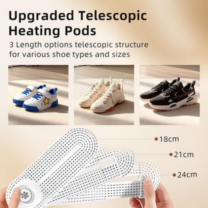 Electric Shoe Dryer, Footwear Dryers with 3/6/9 Hours Timer, Built-in Airflow Fan, Portable Dryers for Sneakers
