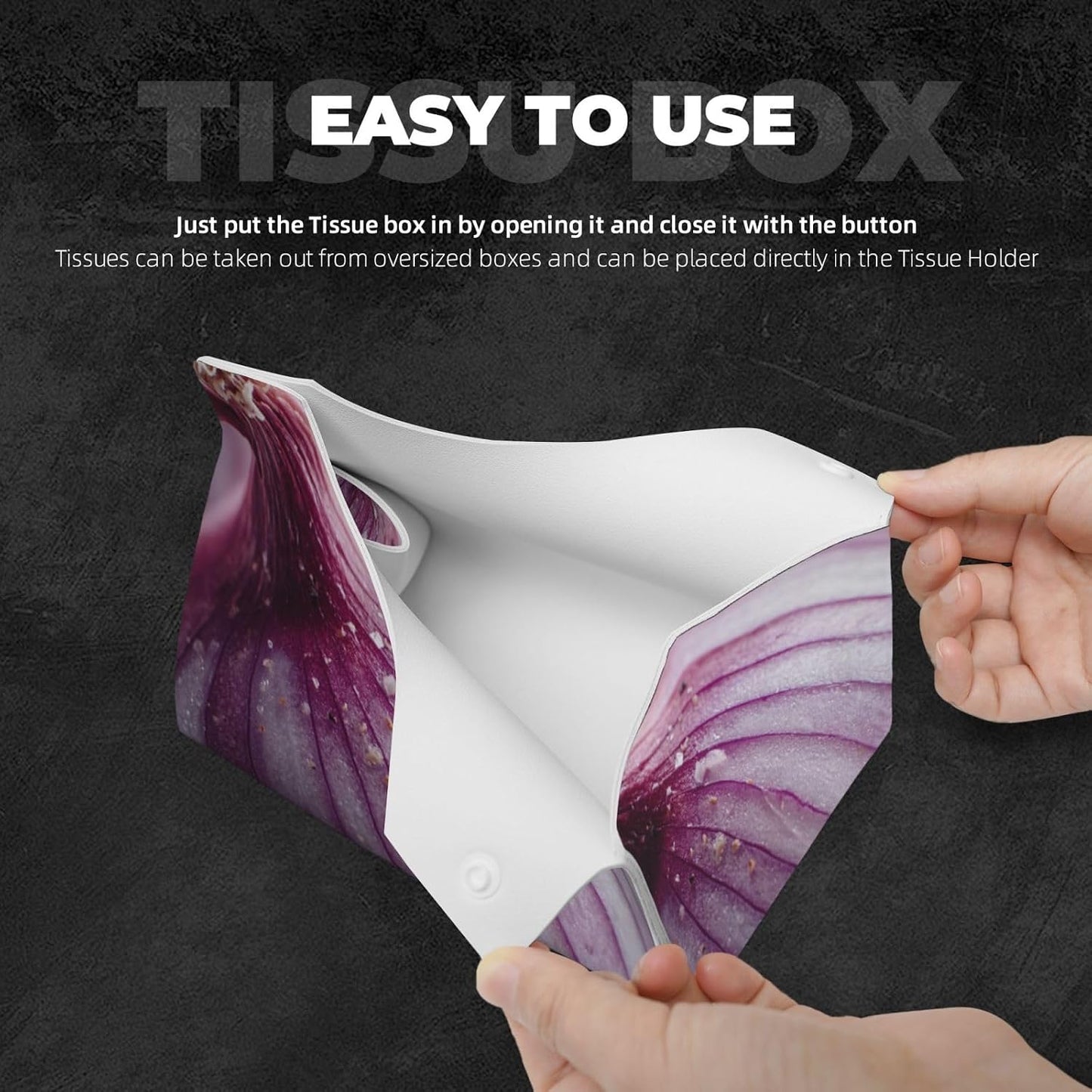 Cut Onion Tissue Box Cover Rectangle Pu Leather Tissue Box Holder for Car Bathroom Bedroom Desk Tabletop Decor