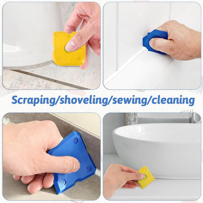 10 PCS Silicone Caulking Tool Set, Sealant Finishing Tool, Caulk Remover Tool, Portable Sealant Scraper, Reuse Grout Scraper for Kitchen Bathroom Floor Window Sealant Sealing Sink (Blue)