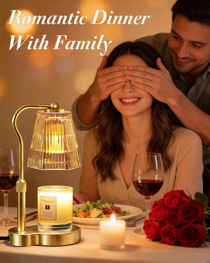 Candle Warmer Lamp with Timer & Dimmable Settings, Adjustable Height Flameless Scented Wax Melter for Jar Candles, Elegant Home Decor Warmer Lamp with 2 Bulbs, Gift for Women Mom Friend Family, White