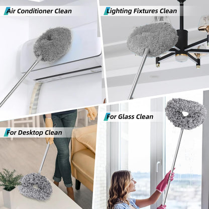 DRQ Ceiling Fan Cleaner Duster with 13-48 in Extension Pole, Blue | Detachable, Washable Microfiber Brush Head Is Reusable for Ceiling Fan Blades, Walls, Bookshelves, Door Tops and Window Tops