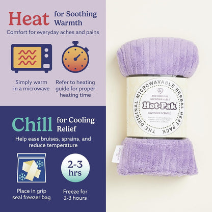warmies Hot-Pak Microwavable Neck Wrap - Soothing Warm Compress with Scented Lavender - Cooling Neck Warmer for Relaxation - Microwave Heating Pad for Aches & Pains - Gray, Soft Cord, Pack of 1