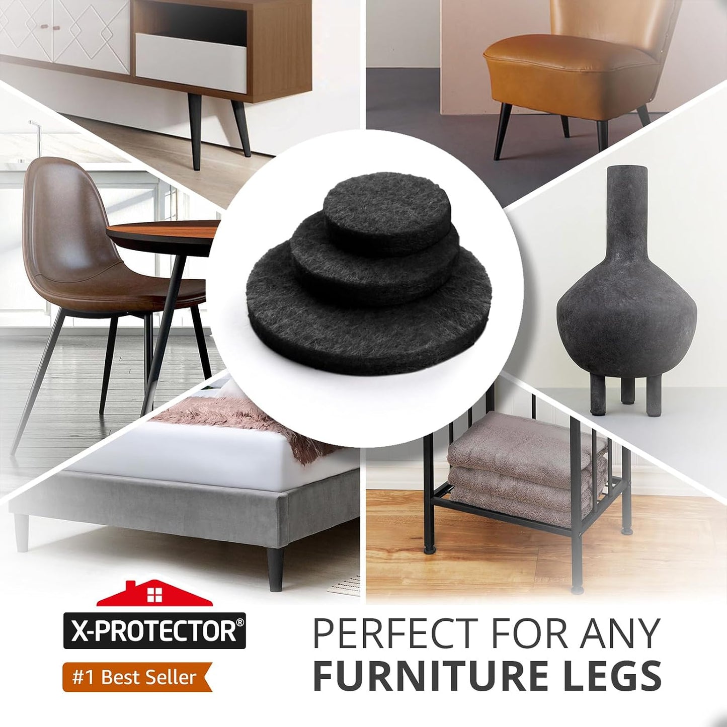 Felt Furniture Pads X-PROTECTOR 235 PCS Premium Furniture Pads - Felt Pads Furniture Feet Best Wood Floor Protectors - Protect Your Hardwood & Laminate Flooring! | Furniture Feet Best Wood Floor Protectors - Protect Your Hardwood & Laminate Flooring!