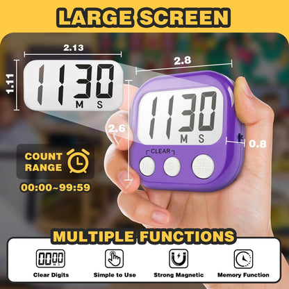 AOUCE Digital Timer for Kids Classroom Timers for Teacher 2 Pack Blue Green | Large Screen, Strong Magnetic, Loud Alarm, Countdown, Pomorodo, Stopwatch, Kitchen Timers for Cooking, Teacher Supplies