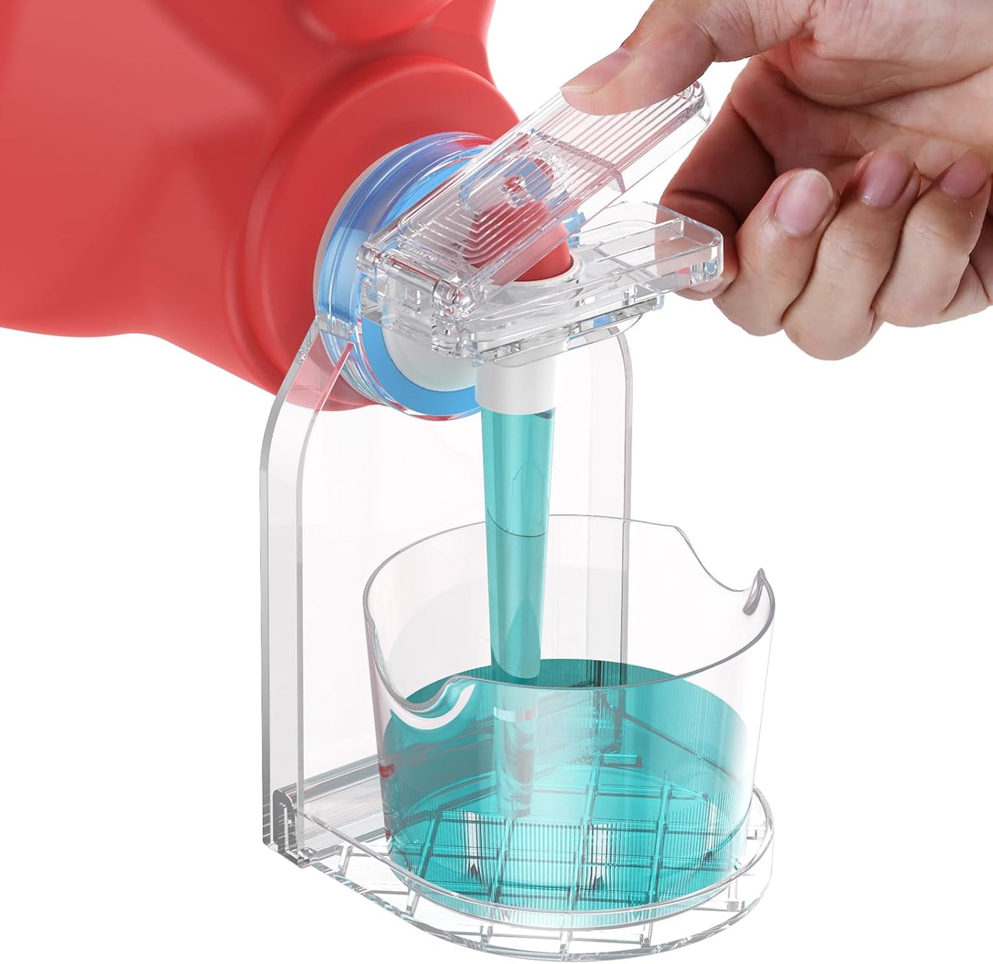 Clear Laundry Detergent Dispenser Cup Holder & Nozzle Force-Saving Switch, Drip Catcher, Soap Dispenser, laundry room organization decor (1 Pack)