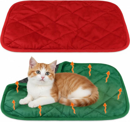 2 Pack Self Heating Cat Mat Self Warming Pet Pads Washable Kennel Mat Dog Crate Pad Reflects Body Heat Non Skid Cat Thermal Pads for Puppy Indoor Outdoor(Black,16 x 20 Inches)