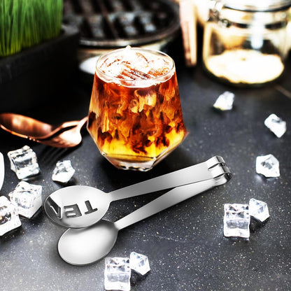 6 Pcs Stainless Steel Tea Bag Squeezer Tongs, Silver | Easy to Use, Sturdy Head Design, Holds Tea Bags Securely, Compact Kitchen Accessory for Serving and Filtering