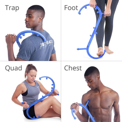Body Back Buddy Classic Back Massager & Neck Massager for Pain Relief, Blue | USA Made Dual Massage Hooks For Back, Shoulder, And Neck, Muscle Knot Remover For Trigger Point Therapy And Full Body Relief