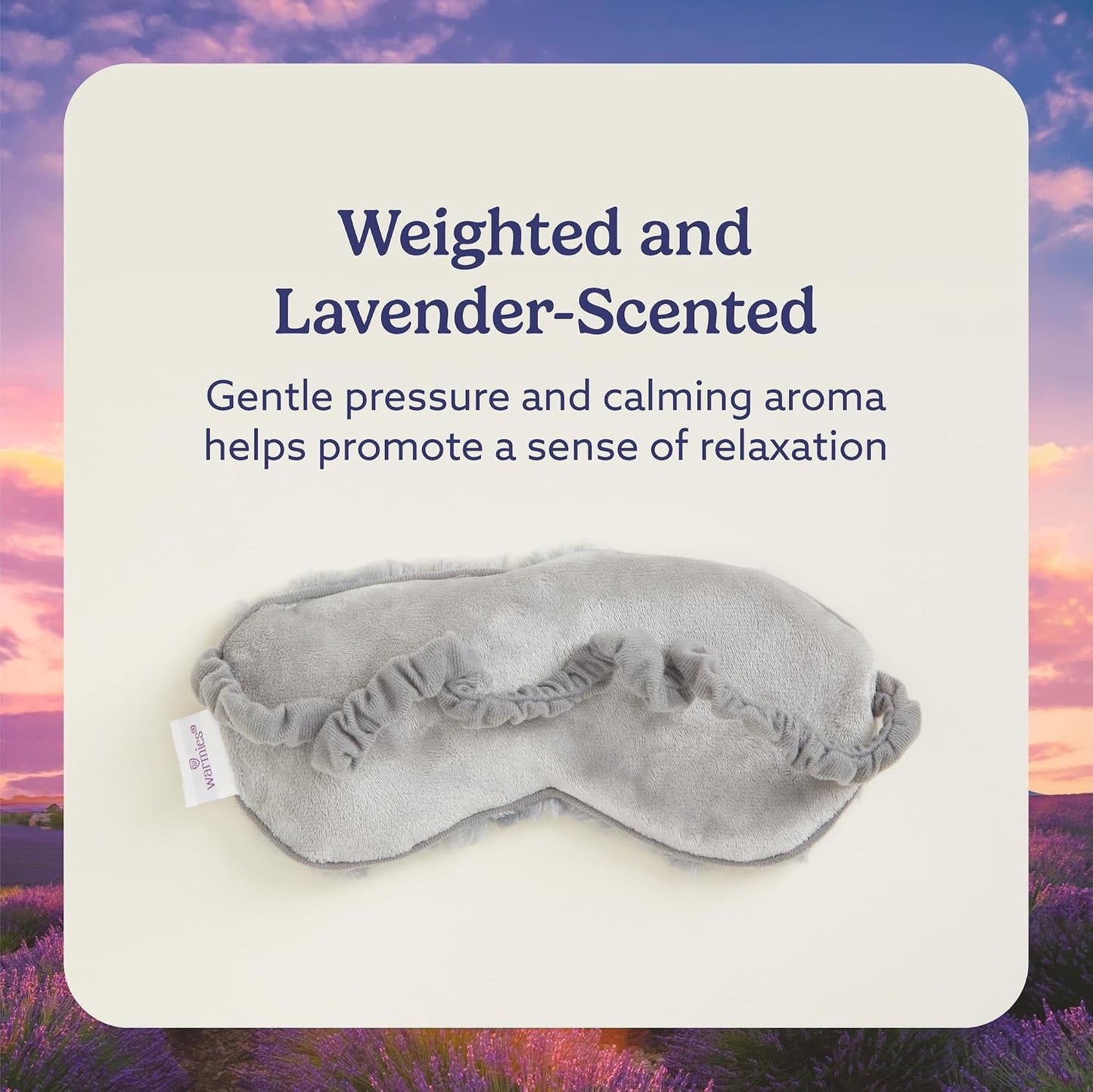 warmies Microwavable Eye Mask for Warmth & Comfort - Heating & Cooling Compress for Calming Relaxation - Weighted & Heated Eye Mask with Scented Lavender for Sleeping - Snowy