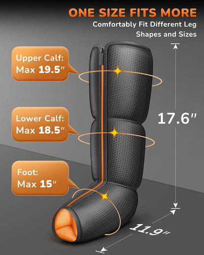 JZBRAIN Leg Compression Massager with Heat for Circulation, Pain Relief | Foot and Calf Massage Therapy, 9 Intensity, 6 Modes, 3 Heating, Plug-in Use, Massage for Women, Men, Father, Mother