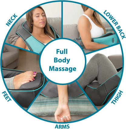 InvoSpa Shiatsu Massager with Heat - Deep Tissue Kneading Pillow for Neck, Shoulders, and Back - Electric Full Body Massage