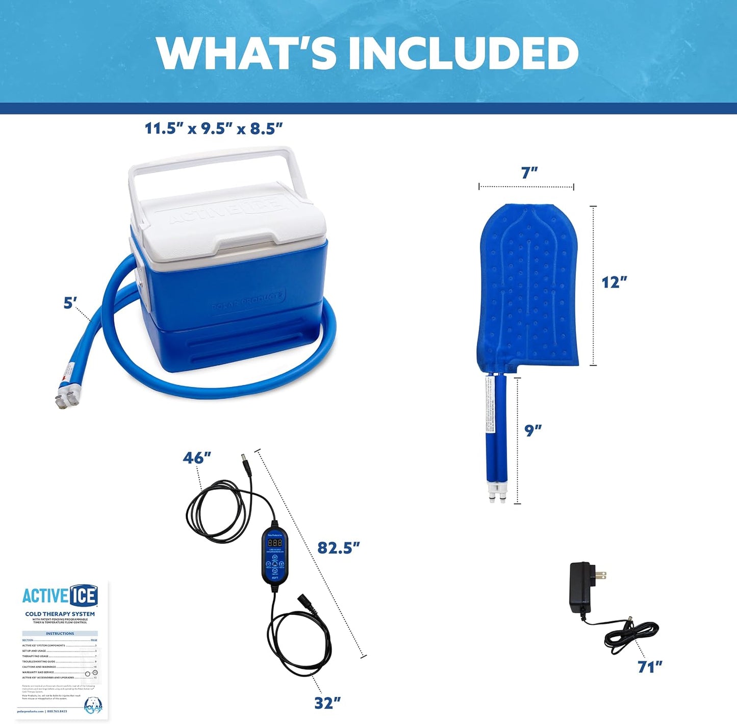 Polar Active Ice 3.0 | 9 QT Cold Therapy Ice Machine | Programmable Timer | Full Circumference Knee Pad | Cryotherapy Pain Relief System | Ace Bandage Style Compression