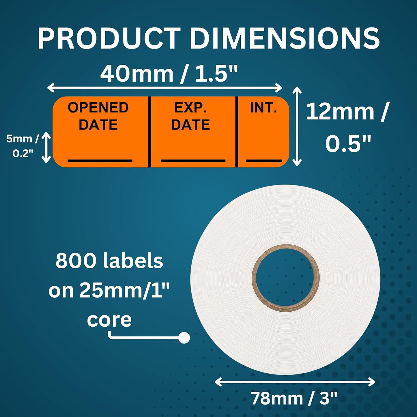 Pantry Labels for Containers, Waterproof Date & Contents Food Labels, 1" x 2" (25.4 x 50.8mm), 500/Roll, Writable